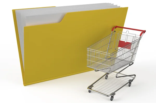 Alışveriş sepeti ile klasör simgesi — Stok fotoğraf