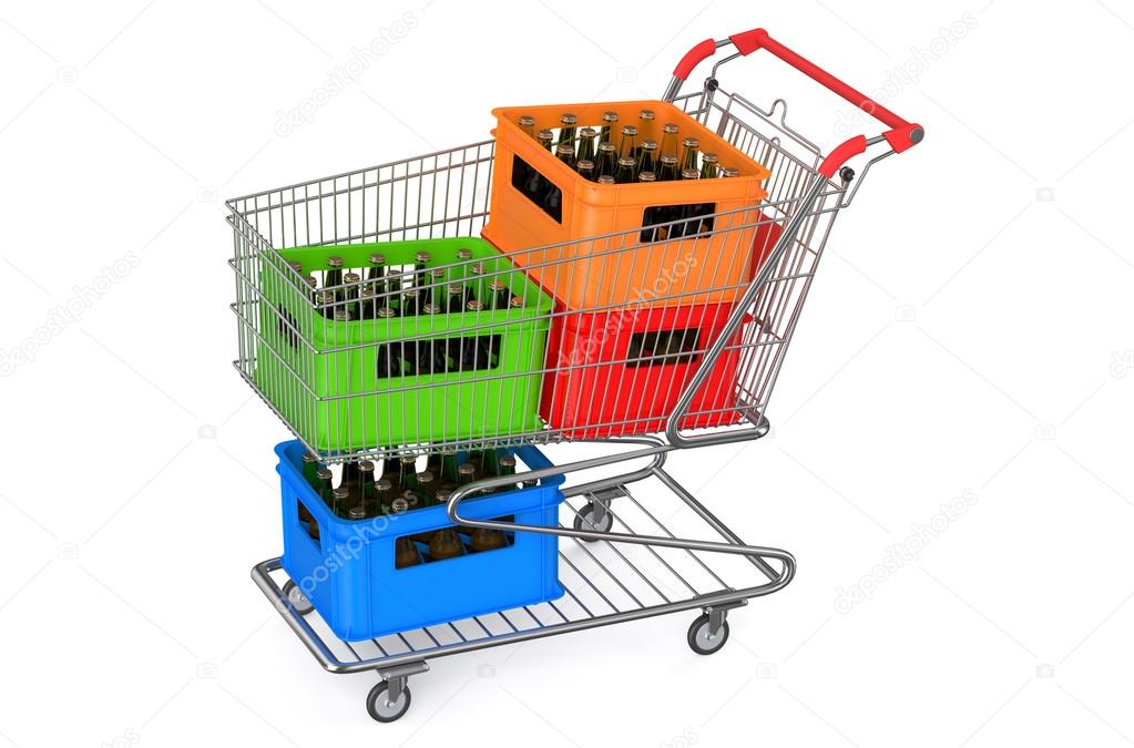 shopping cart with crates beer