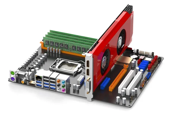 Computer motherboard side view — Stock Photo, Image