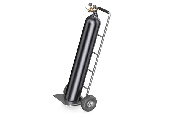 Cart with black gas cylinde — Stock Photo, Image