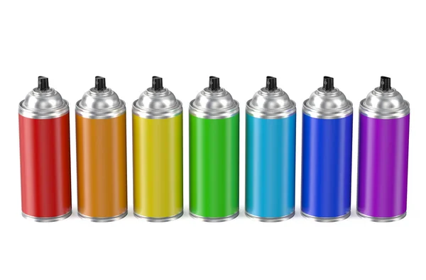 Set of multicolored spray paint cans — Stock Photo, Image