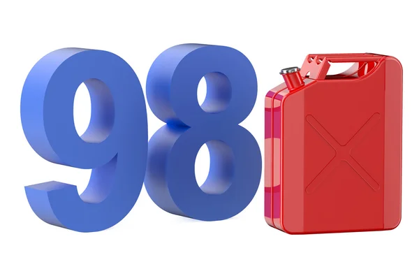 Bidón rojo de acero con 98 gasolina — Foto de Stock
