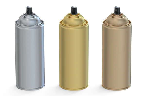 Set of metallic aerosol spray cans — Stock Photo, Image