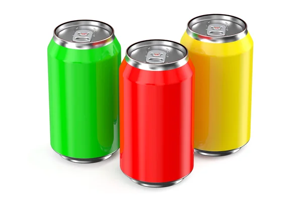 Conjunto de latas metálicas de bebida — Foto de Stock