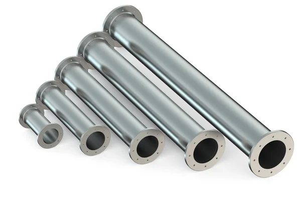 Variedade de tubos metálicos com diâmetro diferente — Fotografia de Stock