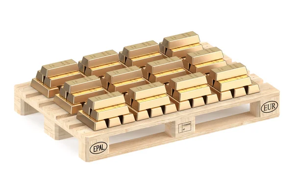 Montones de barras de oro en la plataforma —  Fotos de Stock