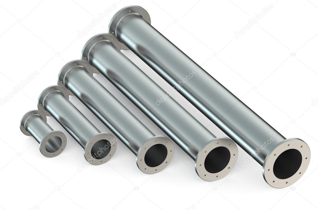 assortment metallic pipes with different diameter
