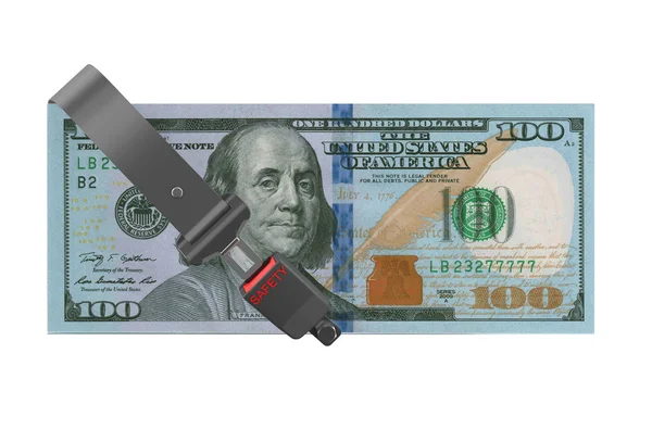 Концепція безпечних доларів, долар з поясом безпеки — стокове фото