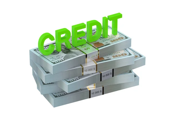 Concept de crédit avec dollars — Photo