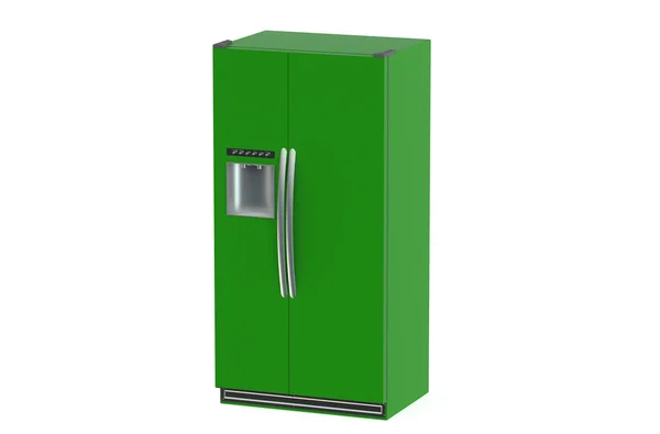 Green modern fridge with side-by-side door system — Stock Photo, Image