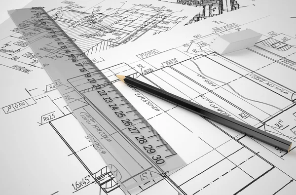 Engineering, drafting and construction concept — Stock Photo, Image