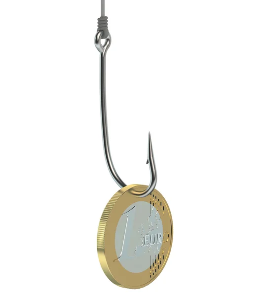 Fishing hook with euro  coin — 스톡 사진