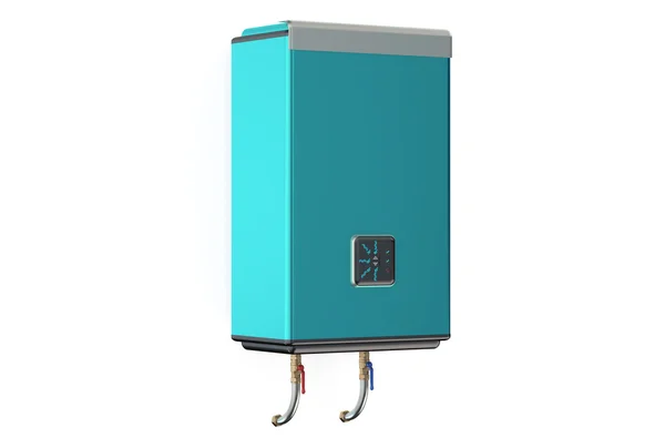 Blue modern automatic water heater — Stock Photo, Image