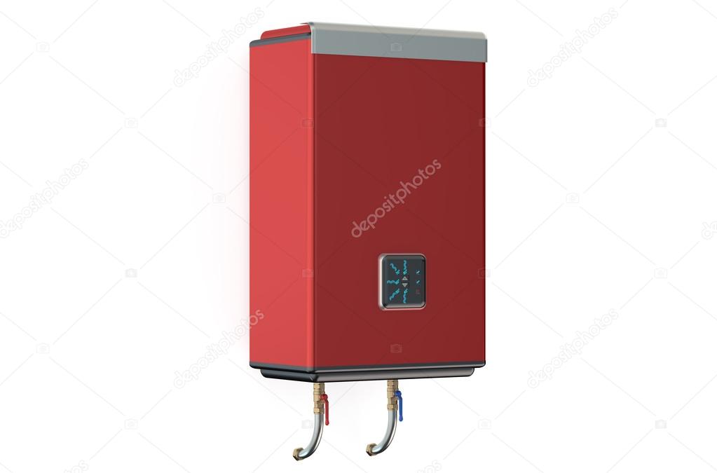 red water heater or boiler  side view