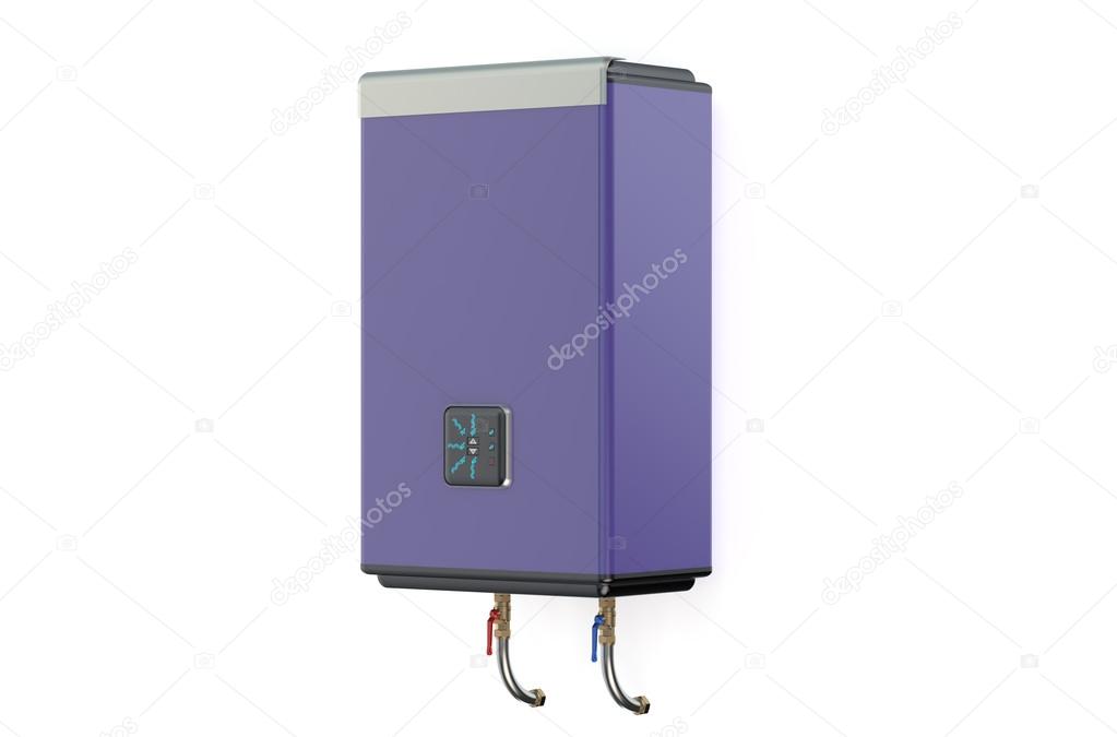 purple water heater or boiler  side view