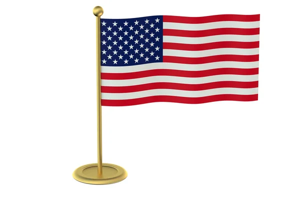 American flag on the golden stand — Stok fotoğraf