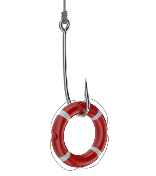 Bóia de anel em um gancho de pesca — Fotografia de Stock