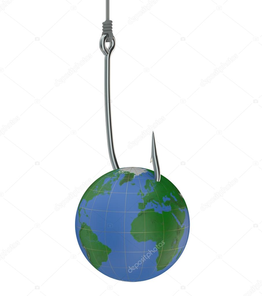 fishing hook with earth
