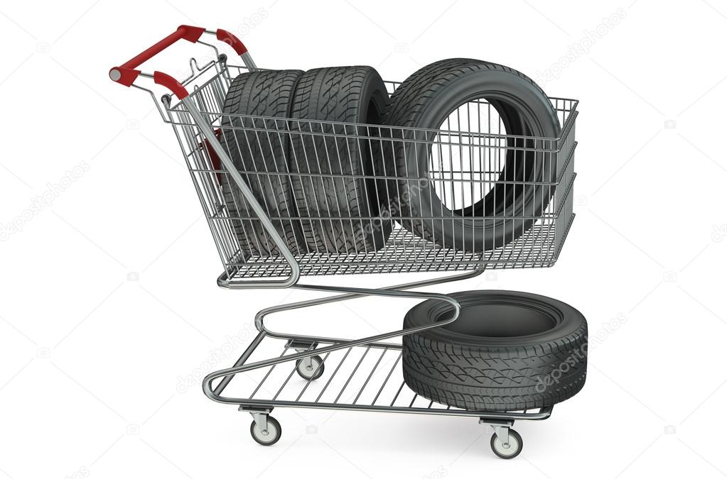 shopping cart with car tires