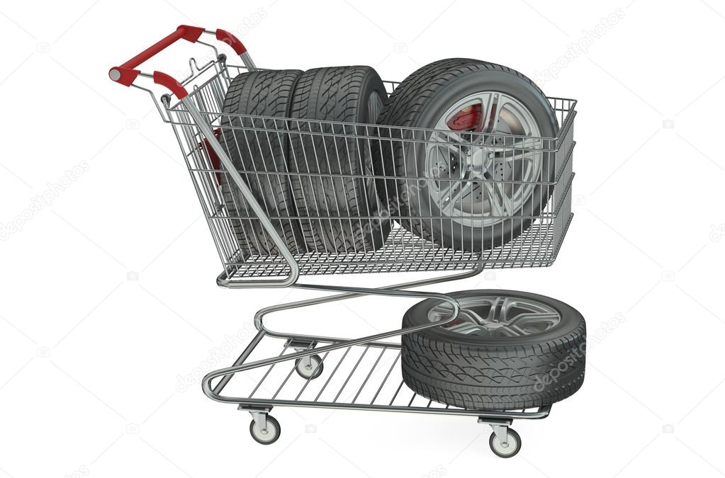 shopping cart with car wheels