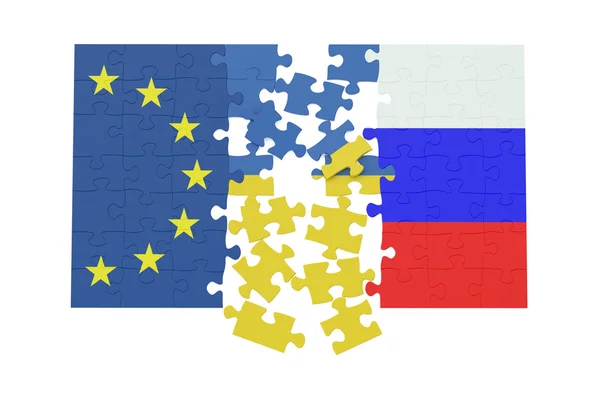 Rompecabezas de Ucrania, Rusia y el concepto de la UE —  Fotos de Stock