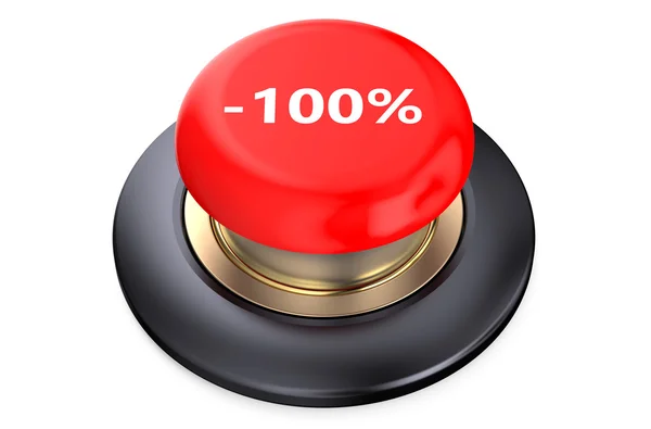100 відсотків знижки Червона кнопка — стокове фото
