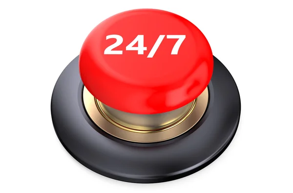 24 7 Red button — Stock Photo, Image