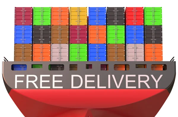 Nave container, concetto di consegna gratuita — Foto Stock