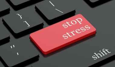 Stres kavramı kırmızı kısayol tuşu klavye üzerinde durdur