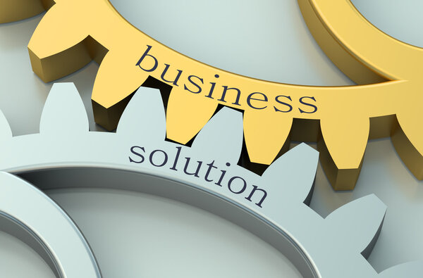 Business Solution concept on the gearwheels