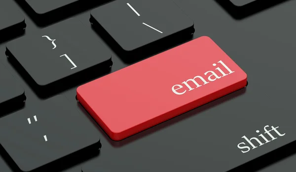 Concepto de correo electrónico, tecla roja en el teclado —  Fotos de Stock