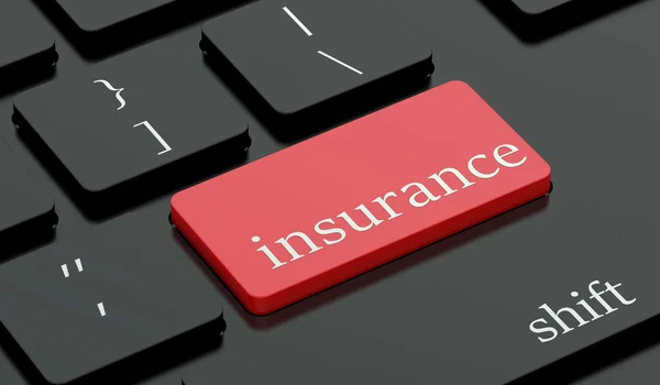 Versicherungskonzept, rote Taste auf der Tastatur — Stockfoto