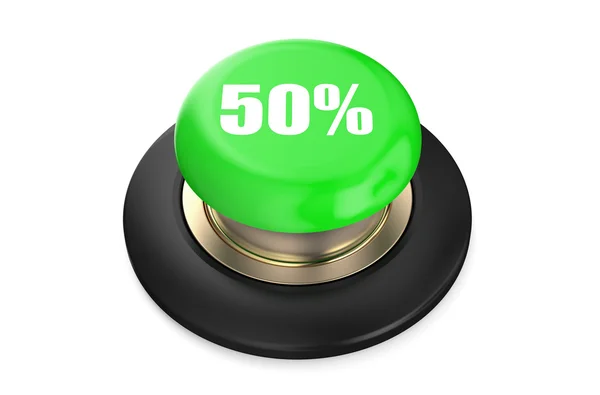 50 % sleva zelené tlačítko — Stock fotografie