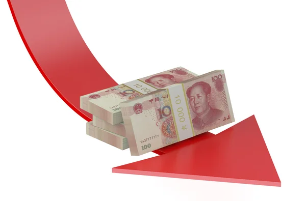 Падение китайского юаня — стоковое фото