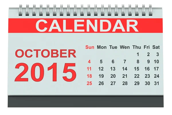 Oktober 2015, Schreibtischkalender — Stockfoto