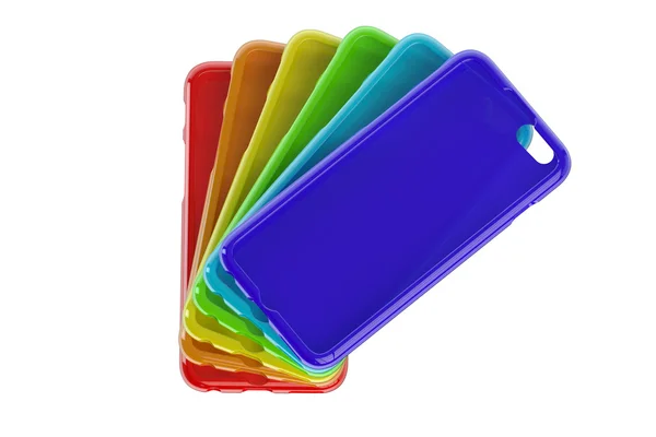 Çok renkli cep telefonu plastik kasalar — Stok fotoğraf
