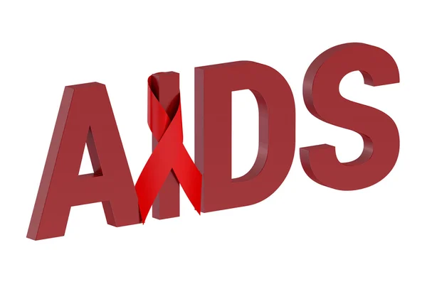 AIDS kavramı kırmızı kurdele ile — Stok fotoğraf