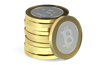 Altın Bitcoins yığını