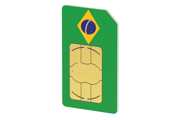 SIM-карта с флагом Бразилии — стоковое фото