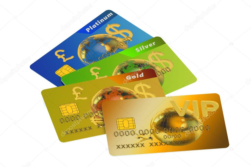 Set of color credit cards