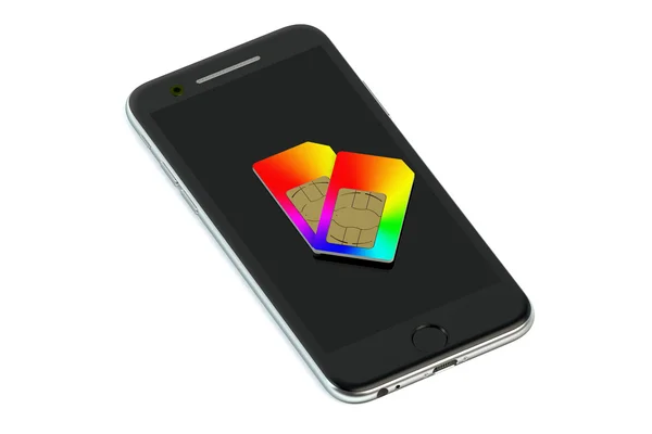 Smartphone mit zwei Sim-Karten — Stockfoto