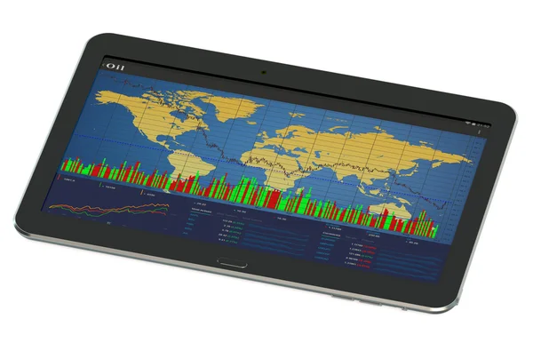 Tablet ordenador con finanzas y concepto de negocio — Foto de Stock