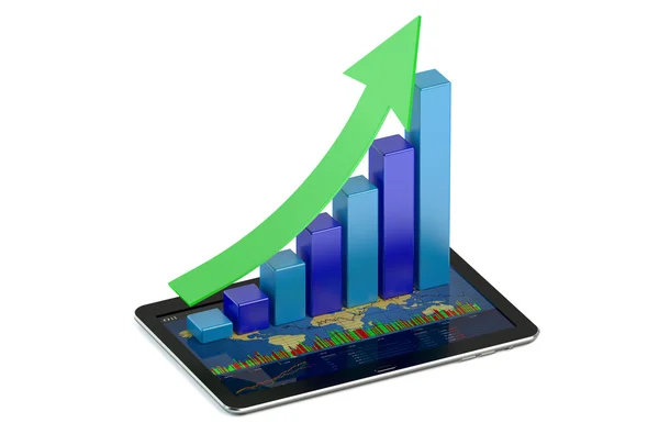 Tablet PC: n med ekonomi och statistik-konceptet — Stockfoto