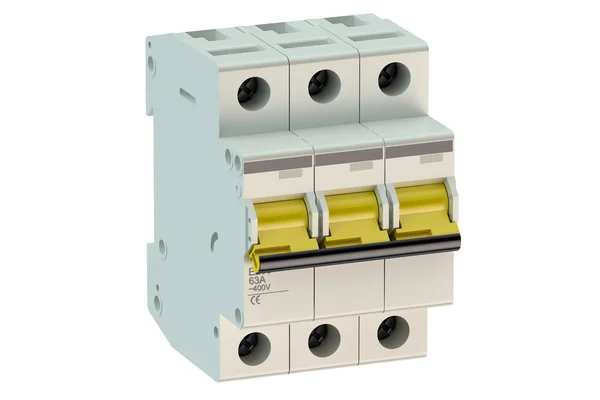 Drie-polige miniatuur circuit breaker — Stockfoto