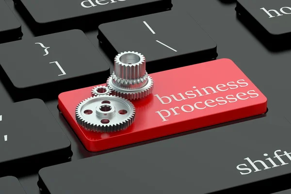 Business processes concept on keyboard button — Stock Photo, Image