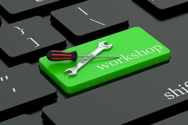 Workshop-konceptet på gröna tangentbord-knappen — Stockfoto