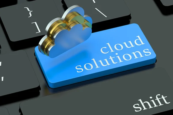 Cloud solutions on blue keyboard button — Stock Photo, Image