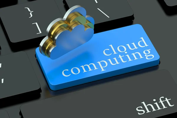 Cloud Computing Konzept auf blauer Tastatur — Stockfoto