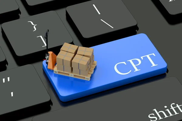 CPT deliwery terms concept on blue keyboard button — стокове фото