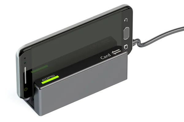 Card reader with mobile phone — Stock fotografie